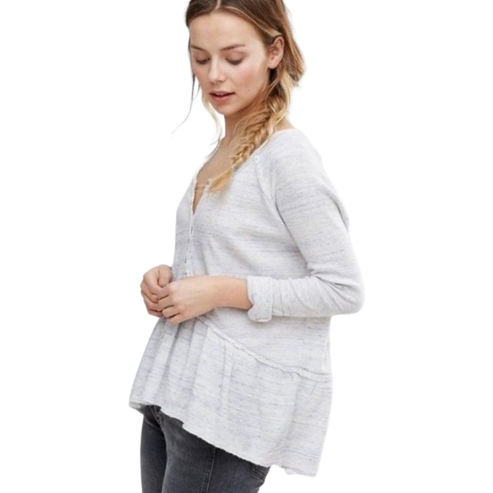 Free People Heathered Gray Long Sleeve Tee - Picture 2 of 13